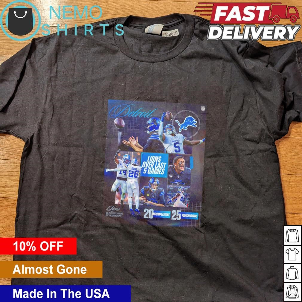 Detroit Lions over last 5 games 20 incompletions 25 - Adult & Kids T-Shirts, Sweatshirts & Hoodies apparel design preview 4