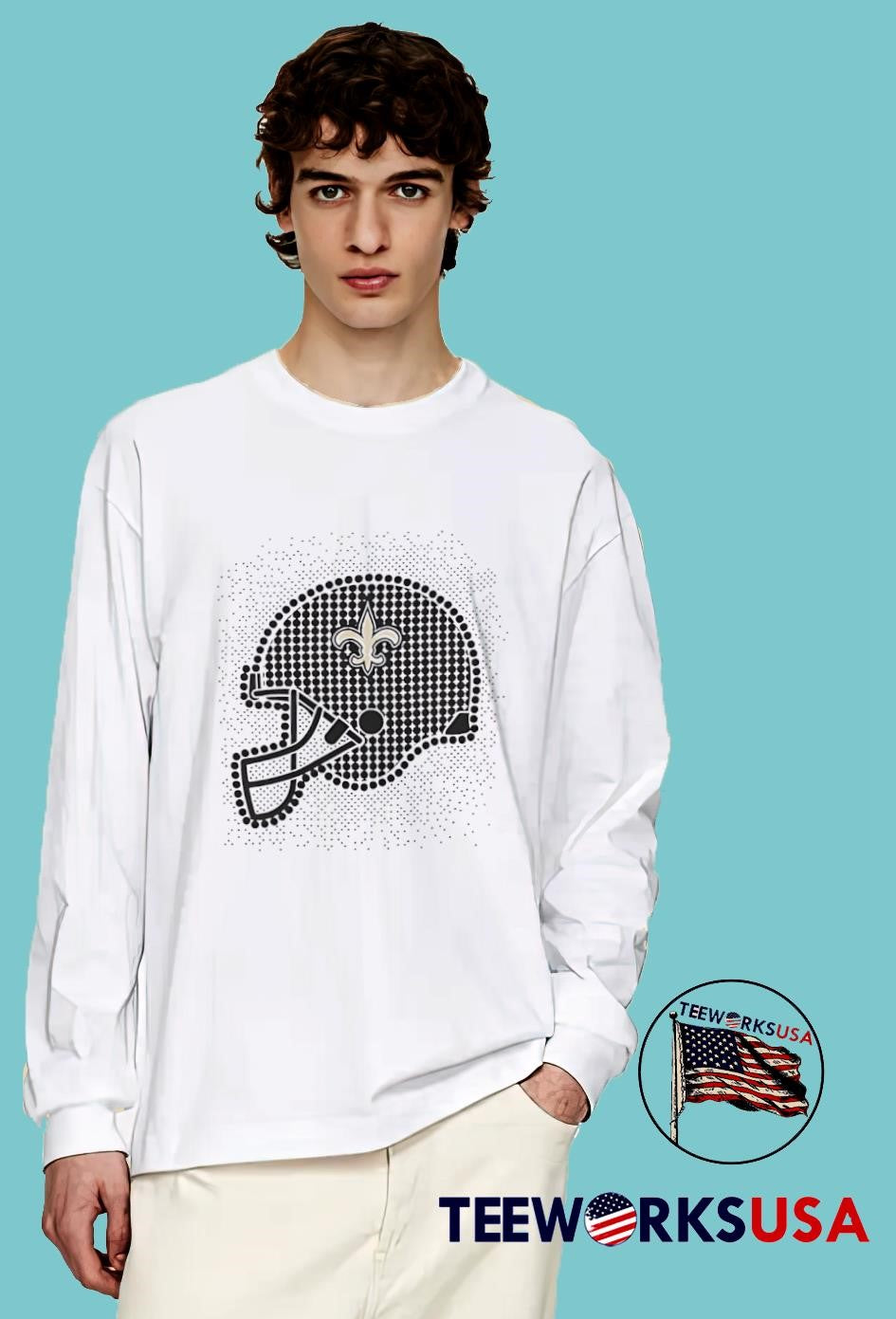 New Orleans Saints polka dots helmet - Adult & Kids T-Shirts, Sweatshirts & Hoodies apparel design preview 4