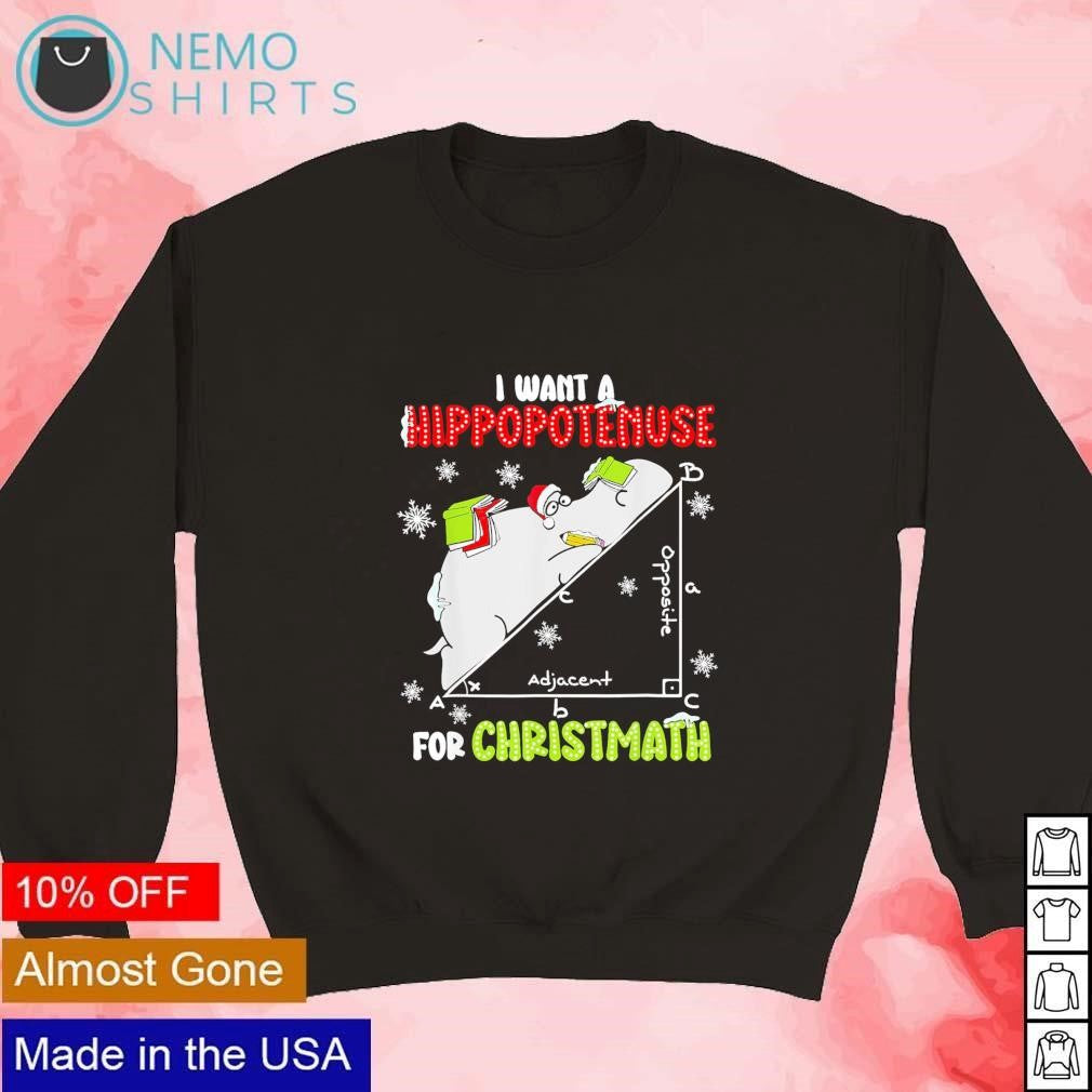 I want a hippopotenuse for christmath math geometry - Adult & Kids T-Shirts, Sweatshirts & Hoodies apparel design preview 3