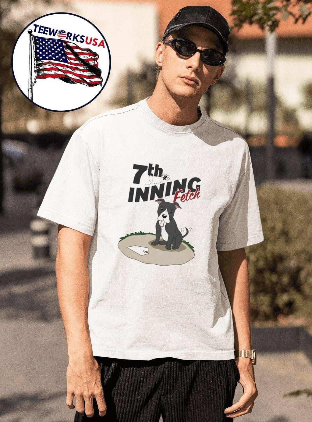 Pitbull 7th inning fetch - Adult & Kids T-Shirts, Sweatshirts & Hoodies apparel design preview 1