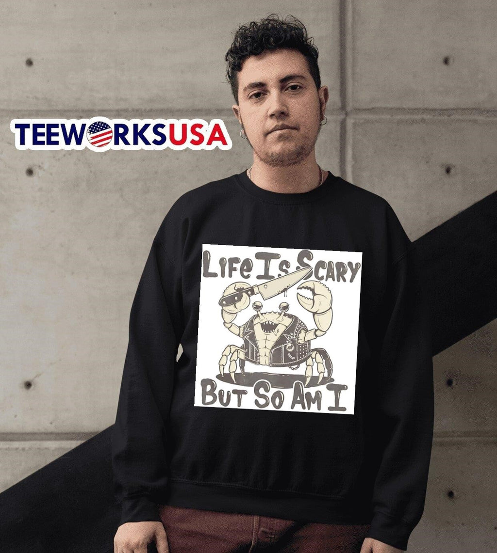 Life is scary but so am I crab smoking - Adult & Kids T-Shirts, Sweatshirts & Hoodies apparel design preview 6