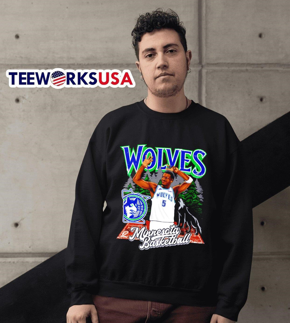 Minnesota Wolves Anthony Edwards forest - Adult & Kids T-Shirts, Sweatshirts & Hoodies apparel design preview 3