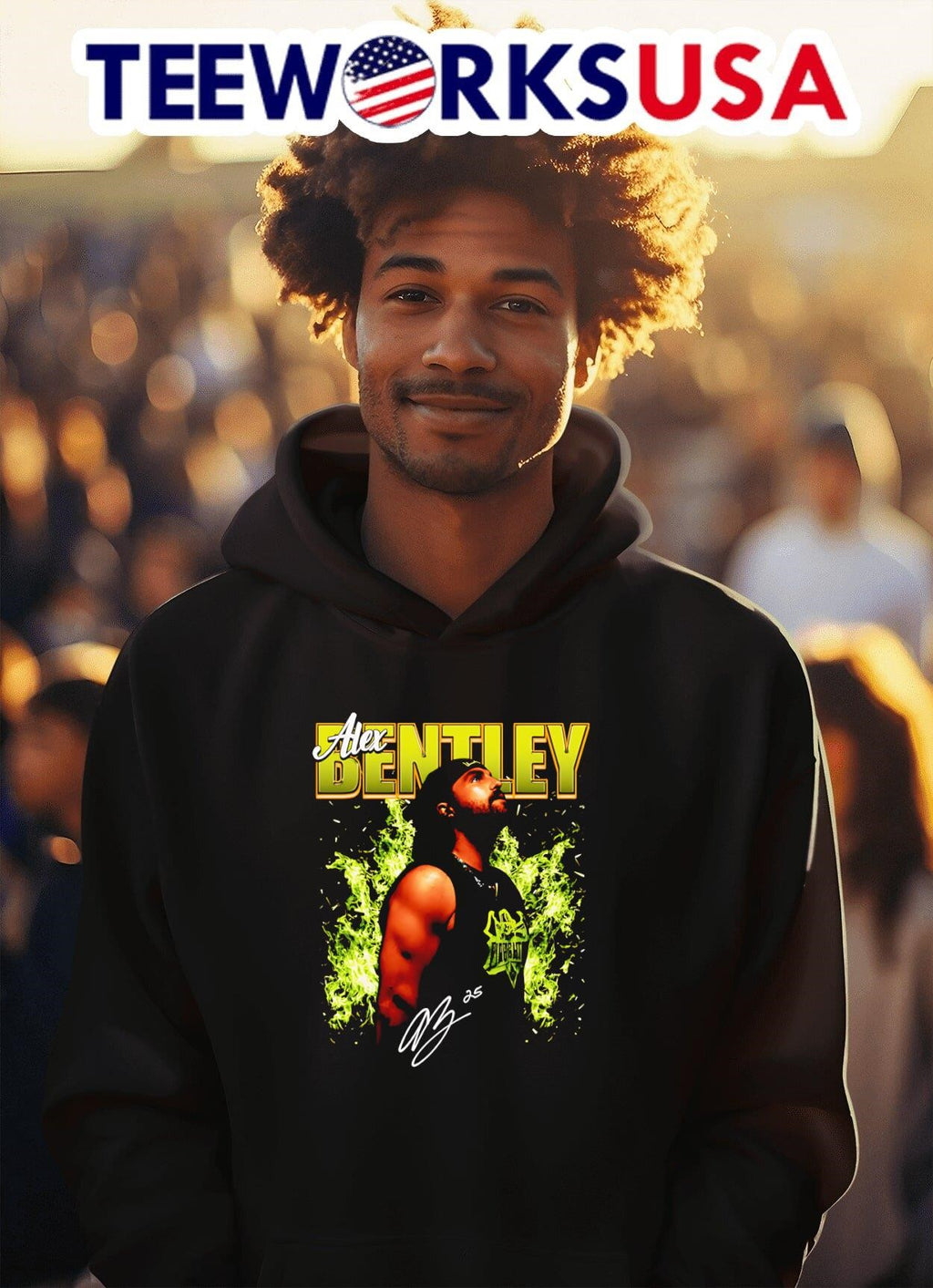 Alex Bentley green flame signature - Adult & Kids T-Shirts, Sweatshirts & Hoodies apparel design preview 2