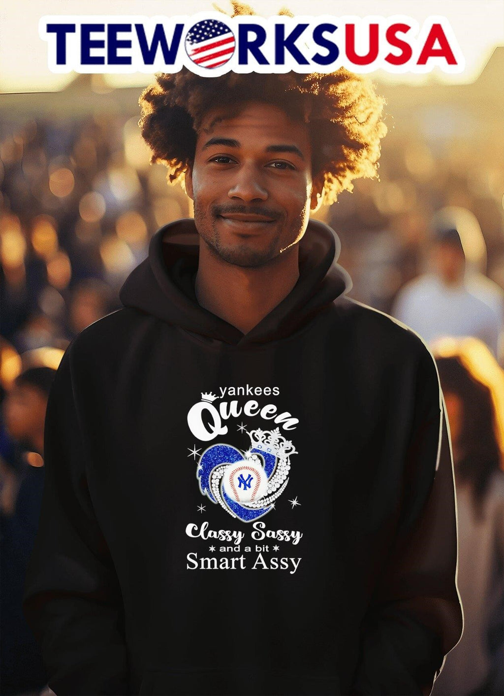 Yankees Queen classy sassy and a bit smart assy - Adult & Kids T-Shirts, Sweatshirts & Hoodies apparel design preview 2