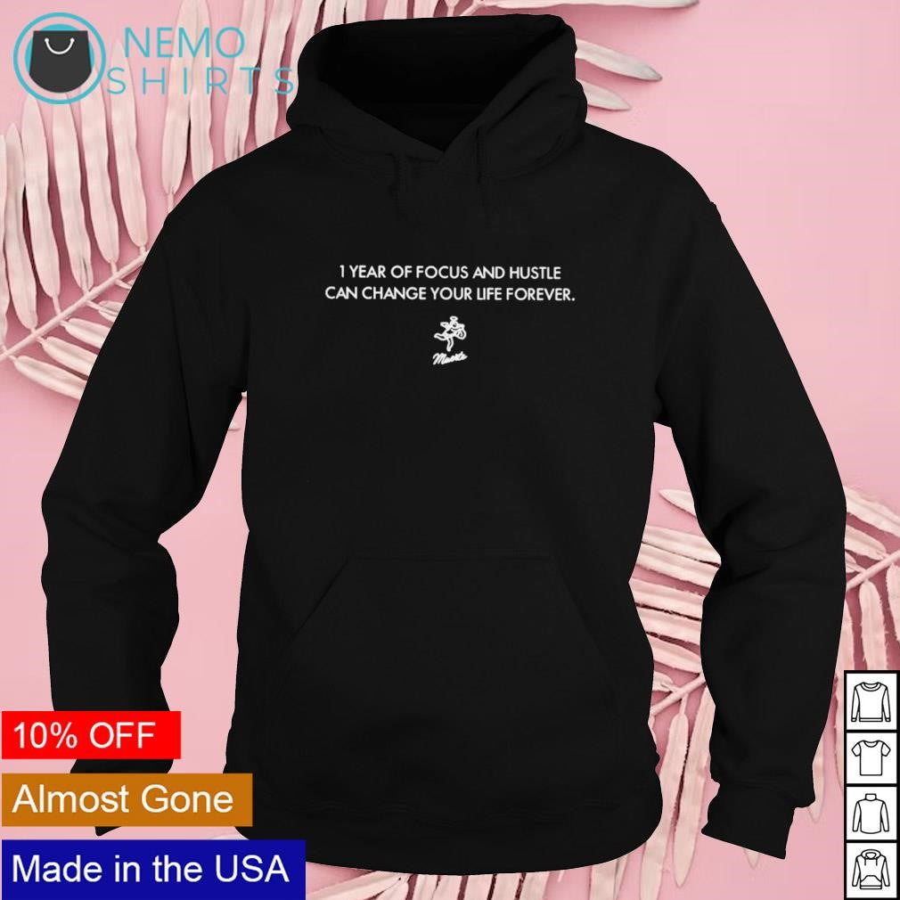 1 year of focus and hustle can change your life - Adult & Kids T-Shirts, Sweatshirts & Hoodies apparel design preview 2