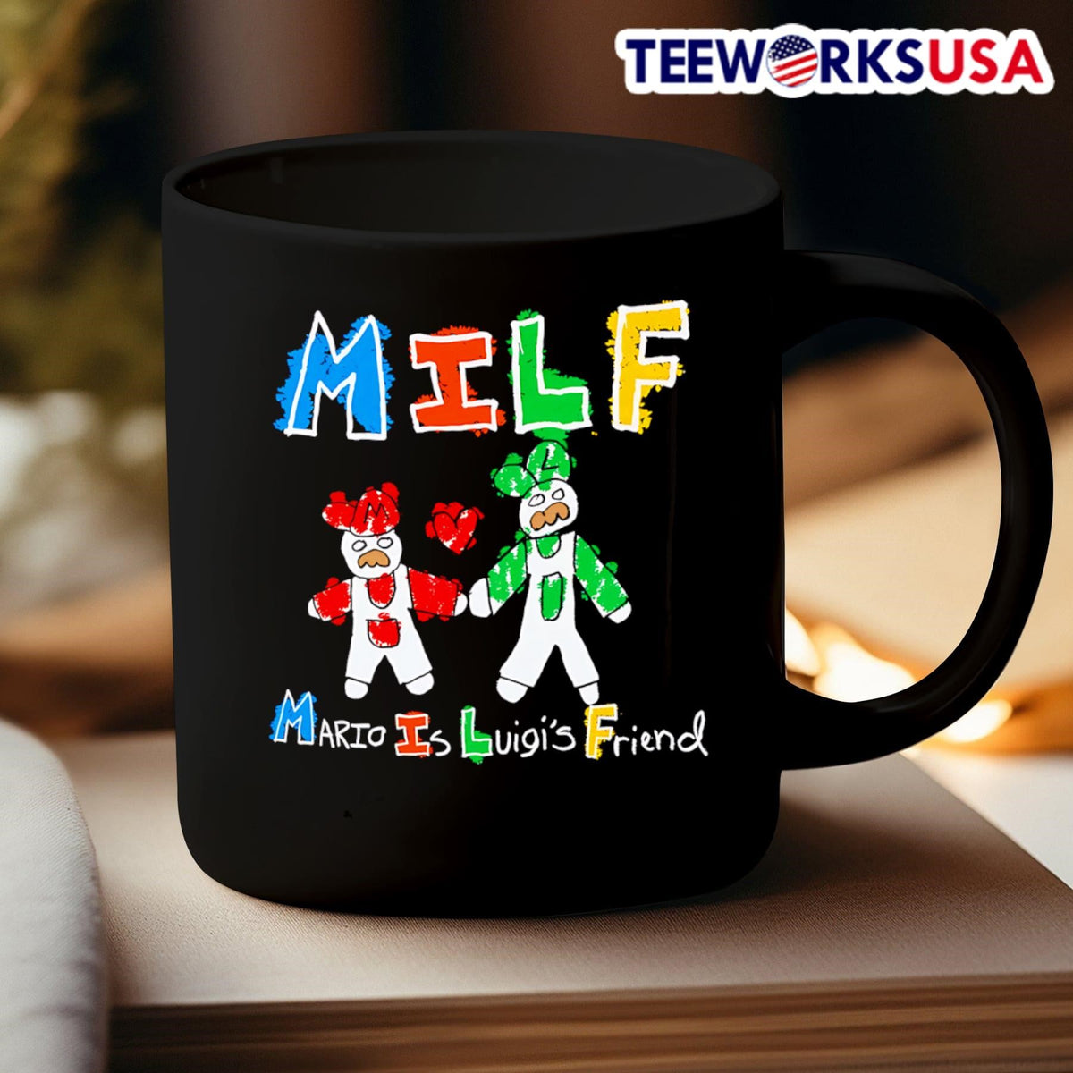 MILF Mario Is Luigi's Friend paint - Adult & Kids T-Shirts, Sweatshirts & Hoodies apparel design preview 3