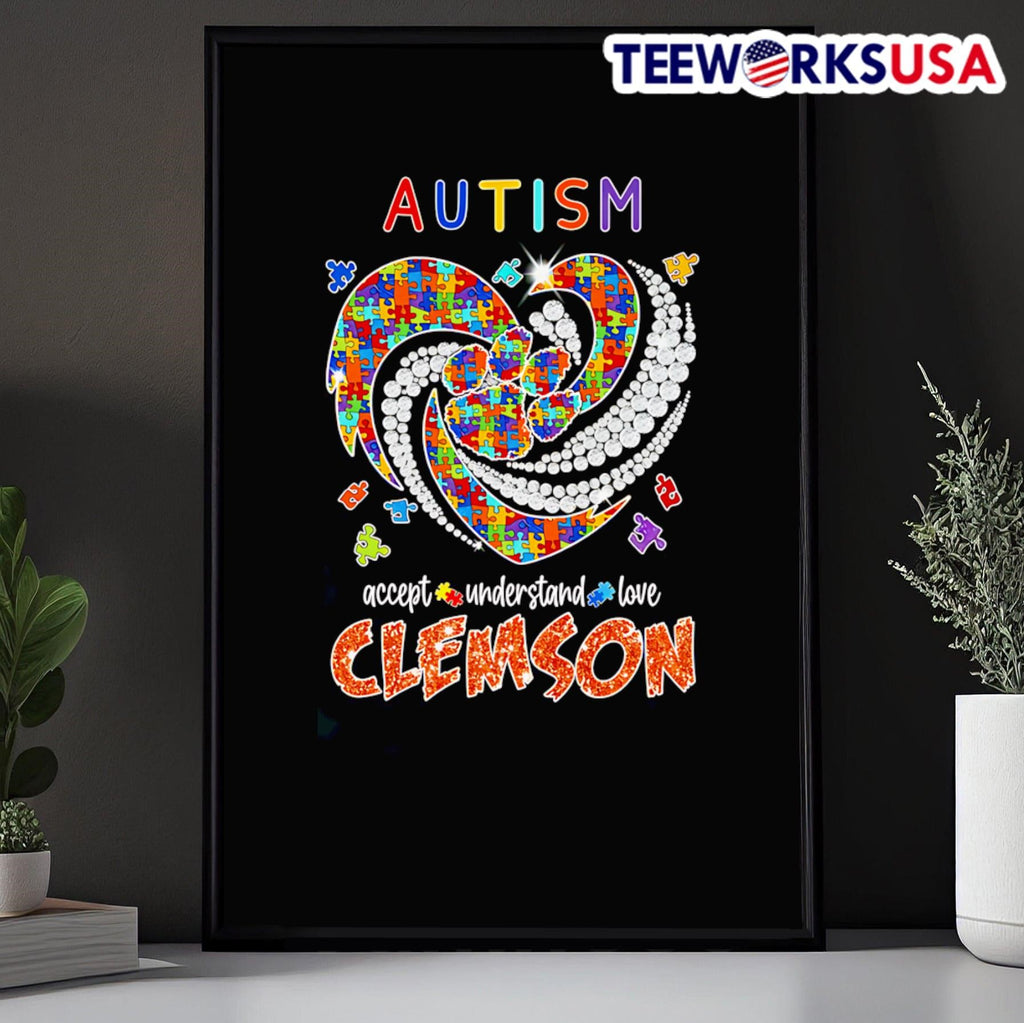 Autism accept understand love Clemson diamond heart - Adult & Kids T-Shirts, Sweatshirts & Hoodies apparel design preview 5