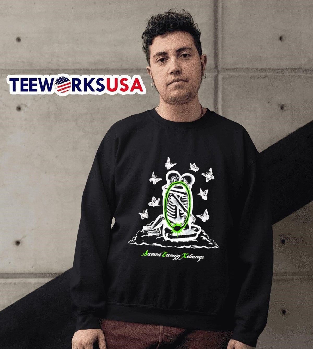 Skeleton sacred energy xchange - Adult & Kids T-Shirts, Sweatshirts & Hoodies apparel design preview 6