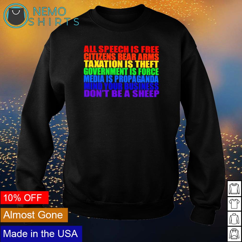 All speech is free citizens bear arms taxation theft - Adult & Kids T-Shirts, Sweatshirts & Hoodies apparel design preview 4