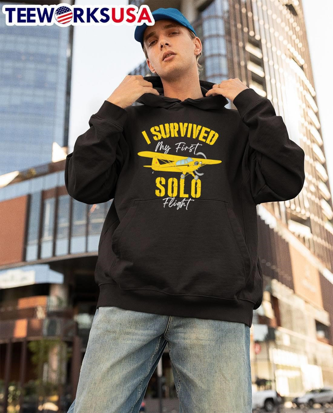 Flyboy Toys I Survived My First Solo Flight - Adult & Kids T-Shirts, Sweatshirts & Hoodies apparel design preview 3