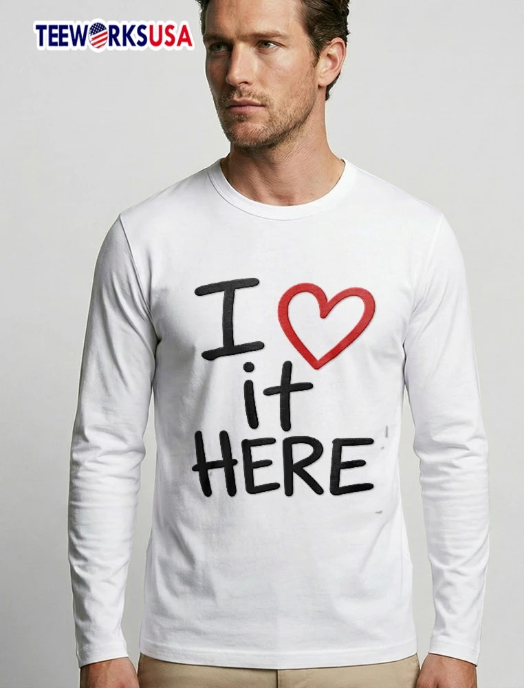 I Love It Here Red Heart Outline Handwritten - Adult & Kids T-Shirts, Sweatshirts & Hoodies apparel design preview 3