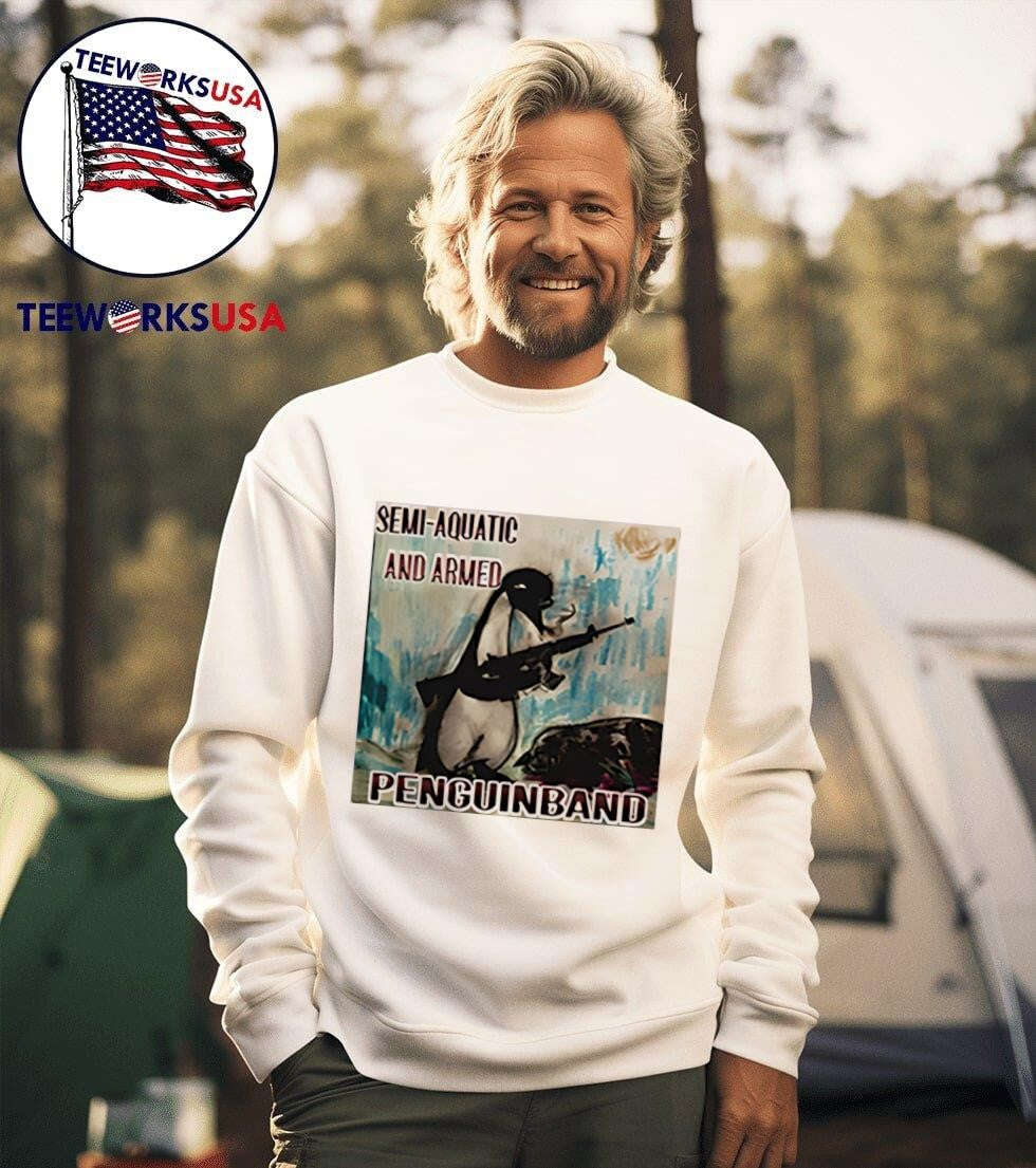 Semi Aquatic and Armed Penguin Band - Adult & Kids T-Shirts, Sweatshirts & Hoodies apparel design preview 3