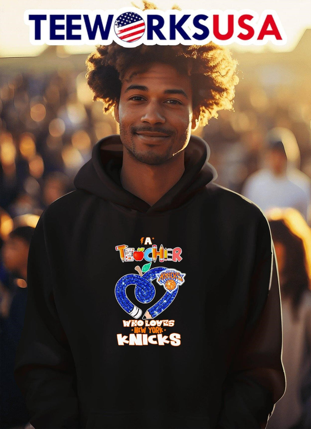 A teacher who loves New York Knicks - Adult & Kids T-Shirts, Sweatshirts & Hoodies apparel design preview 2