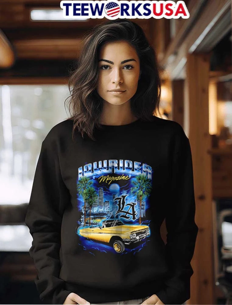 Lowrider Magazine LA Gold Impala Convertible Dodger - Adult & Kids T-Shirts, Sweatshirts & Hoodies apparel design preview 7