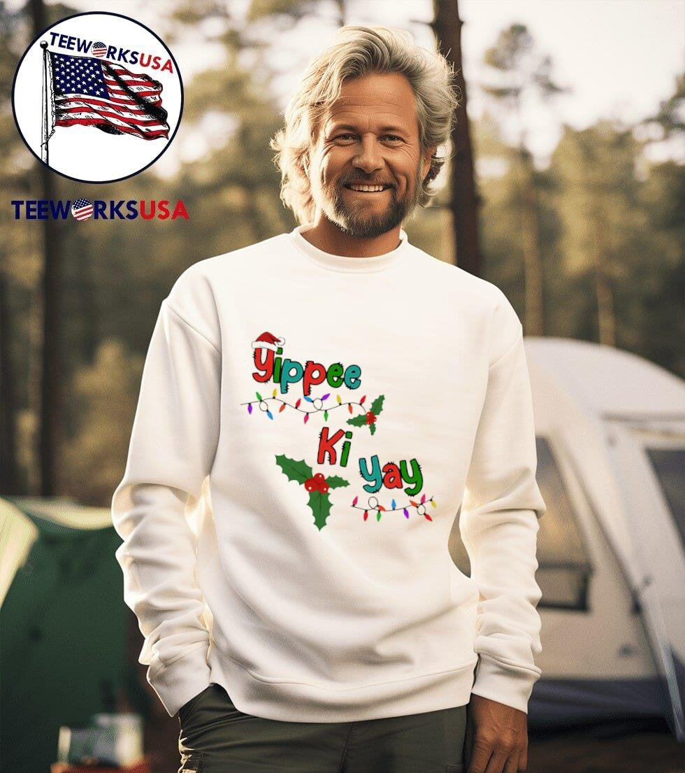 Yippee Ki Yay Christmas lights - Adult & Kids T-Shirts, Sweatshirts & Hoodies apparel design preview 3