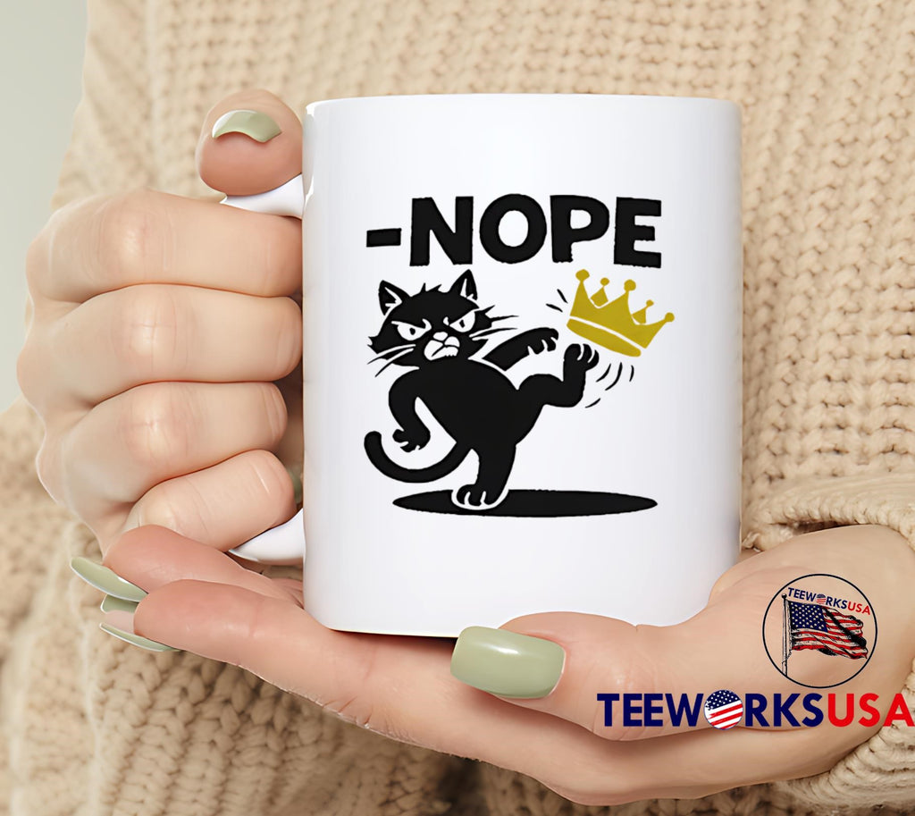 Nope Cat Kicking Crown - Adult & Kids T-Shirts, Sweatshirts & Hoodies apparel design preview 6