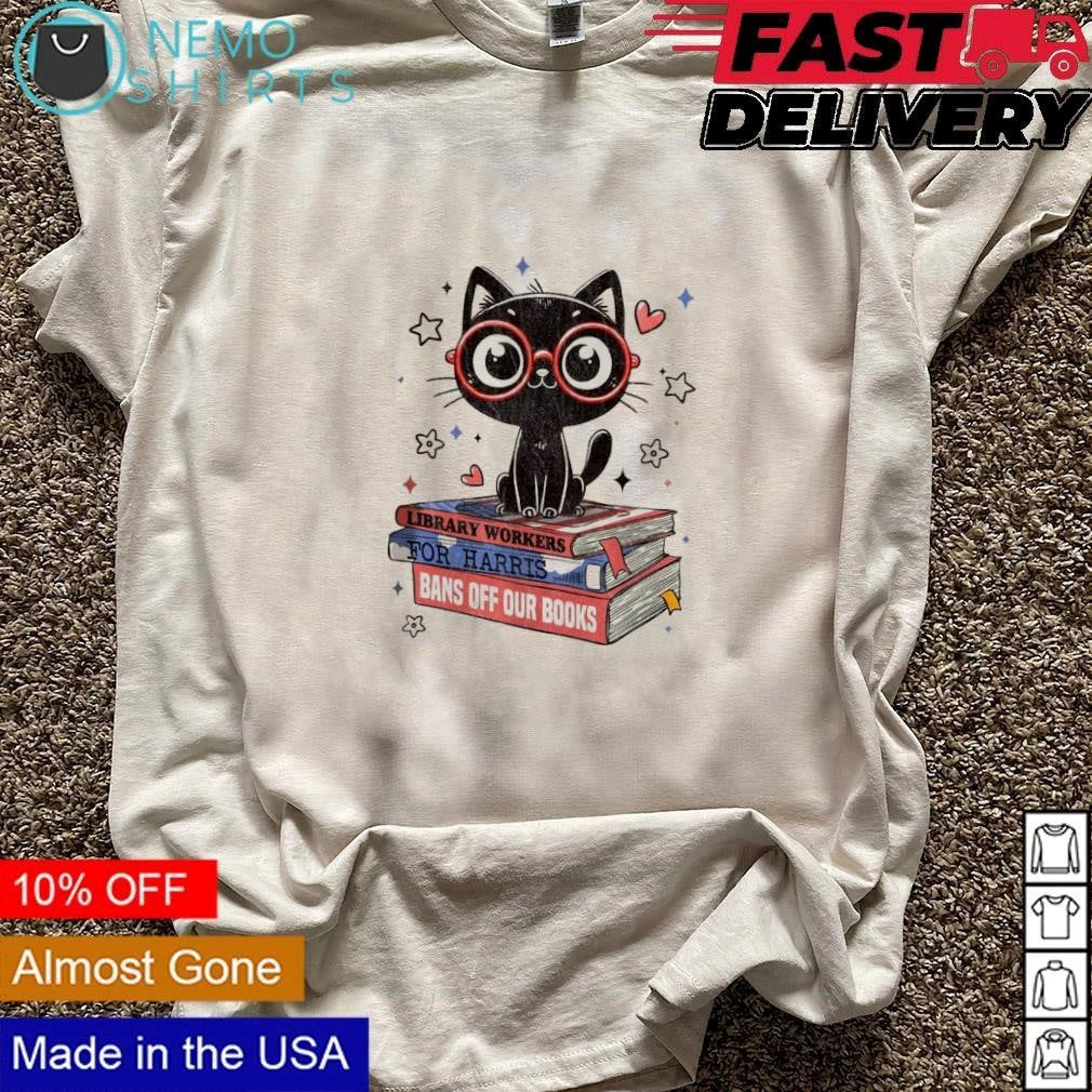 Library workers for Kamala Harris bans off our books - Adult & Kids T-Shirts, Sweatshirts & Hoodies apparel design preview 3