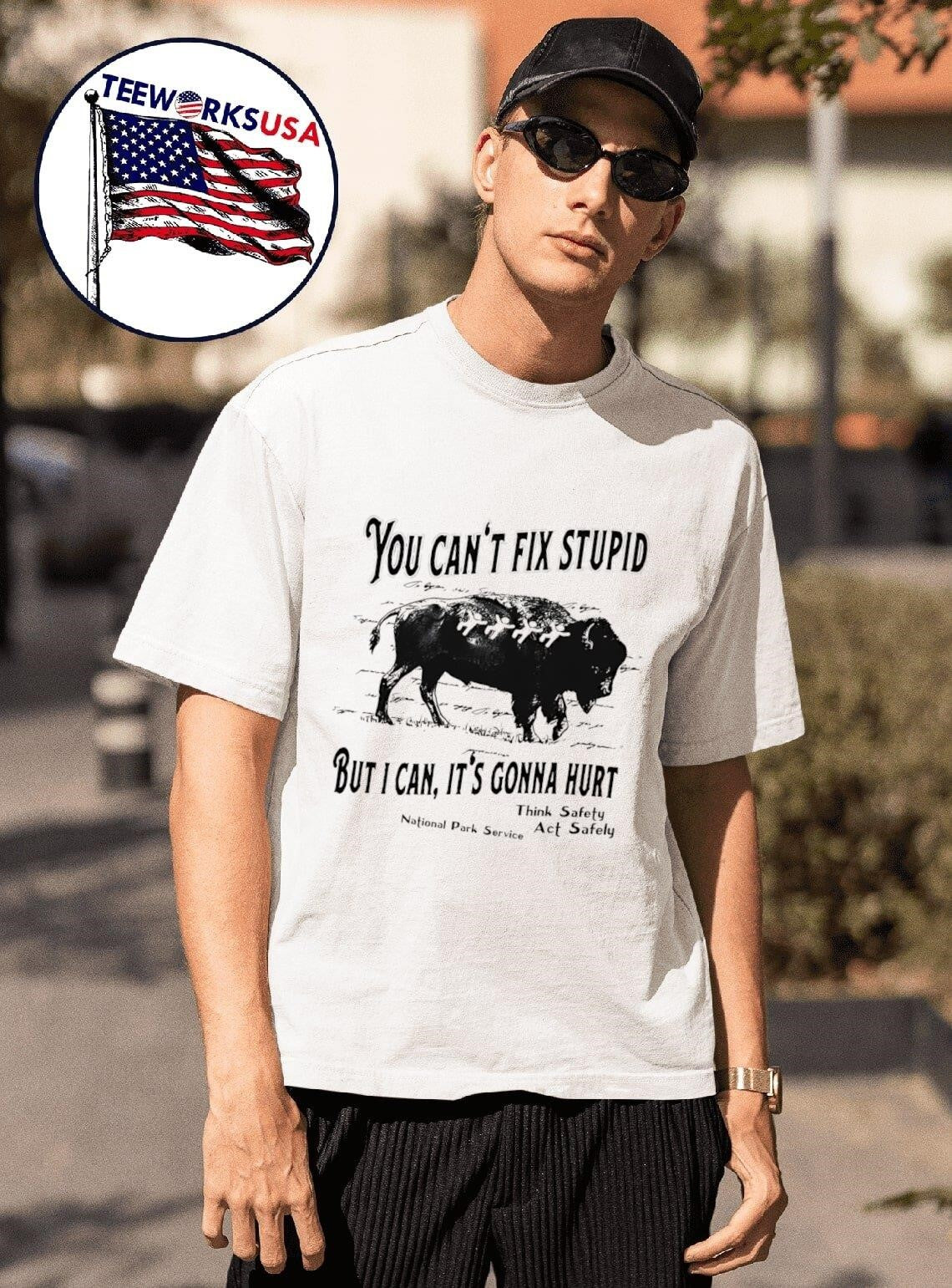 You Can't Fix Stupid But I Can It's Gonna Hurt Bison - Adult & Kids T-Shirts, Sweatshirts & Hoodies apparel design preview 1