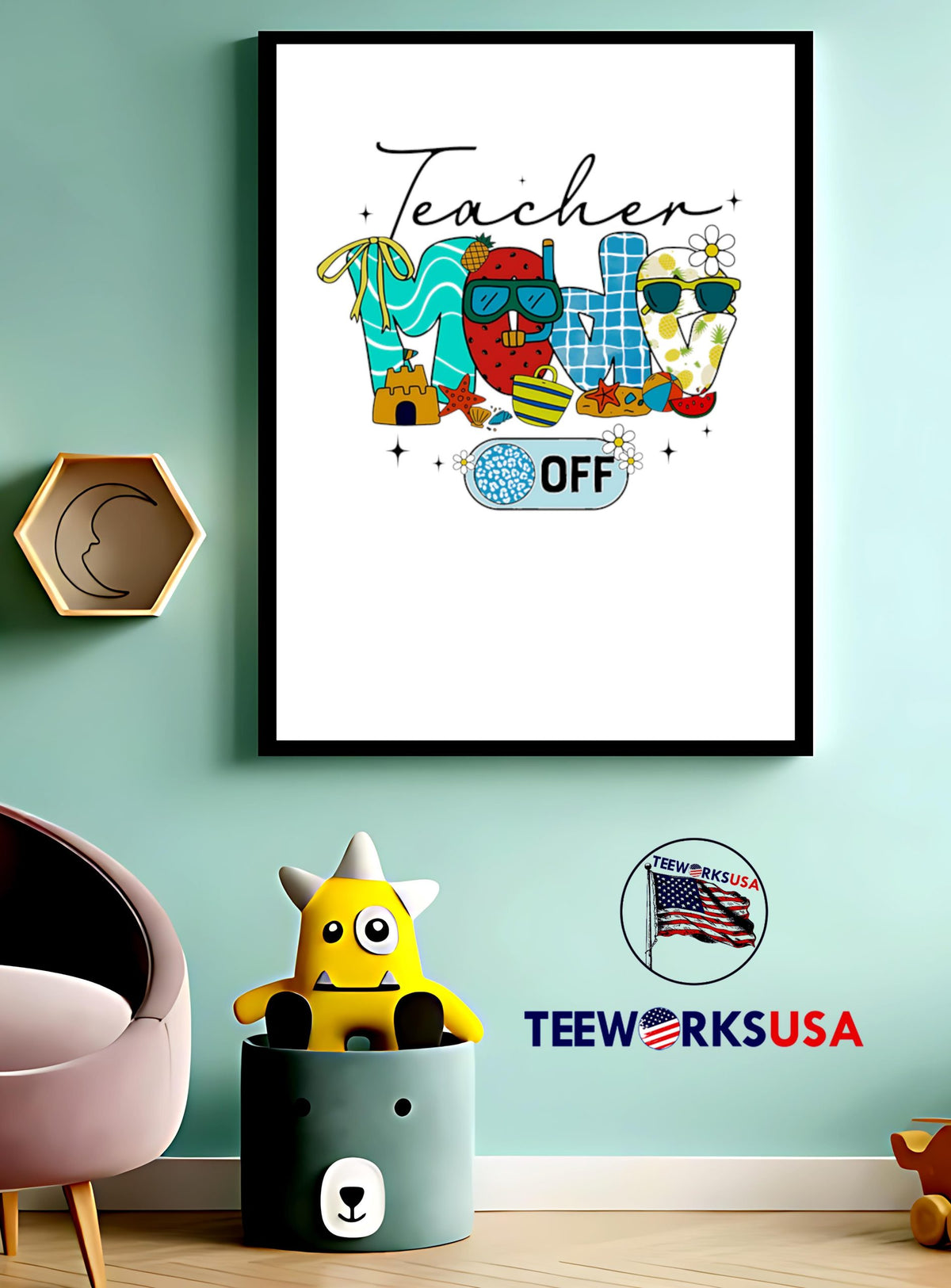 Teacher Mode Off Summer Break - Adult & Kids T-Shirts, Sweatshirts & Hoodies apparel design preview 3