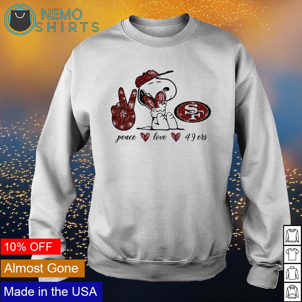 Snoopy peace love San Francisco 49ers - Adult & Kids T-Shirts, Sweatshirts & Hoodies apparel design preview 4