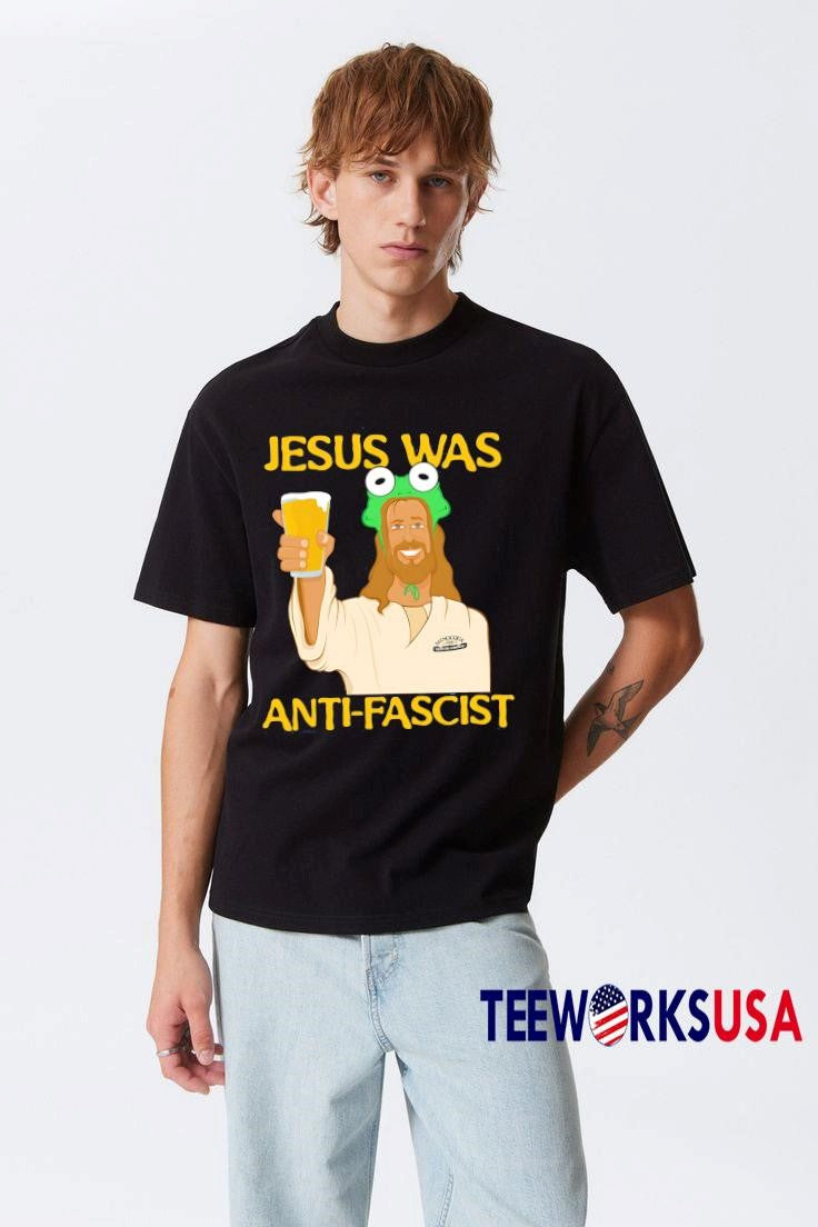 Funny Jesus Was Anti- Fascist meme - Adult & Kids T-Shirts, Sweatshirts & Hoodies apparel design preview 3