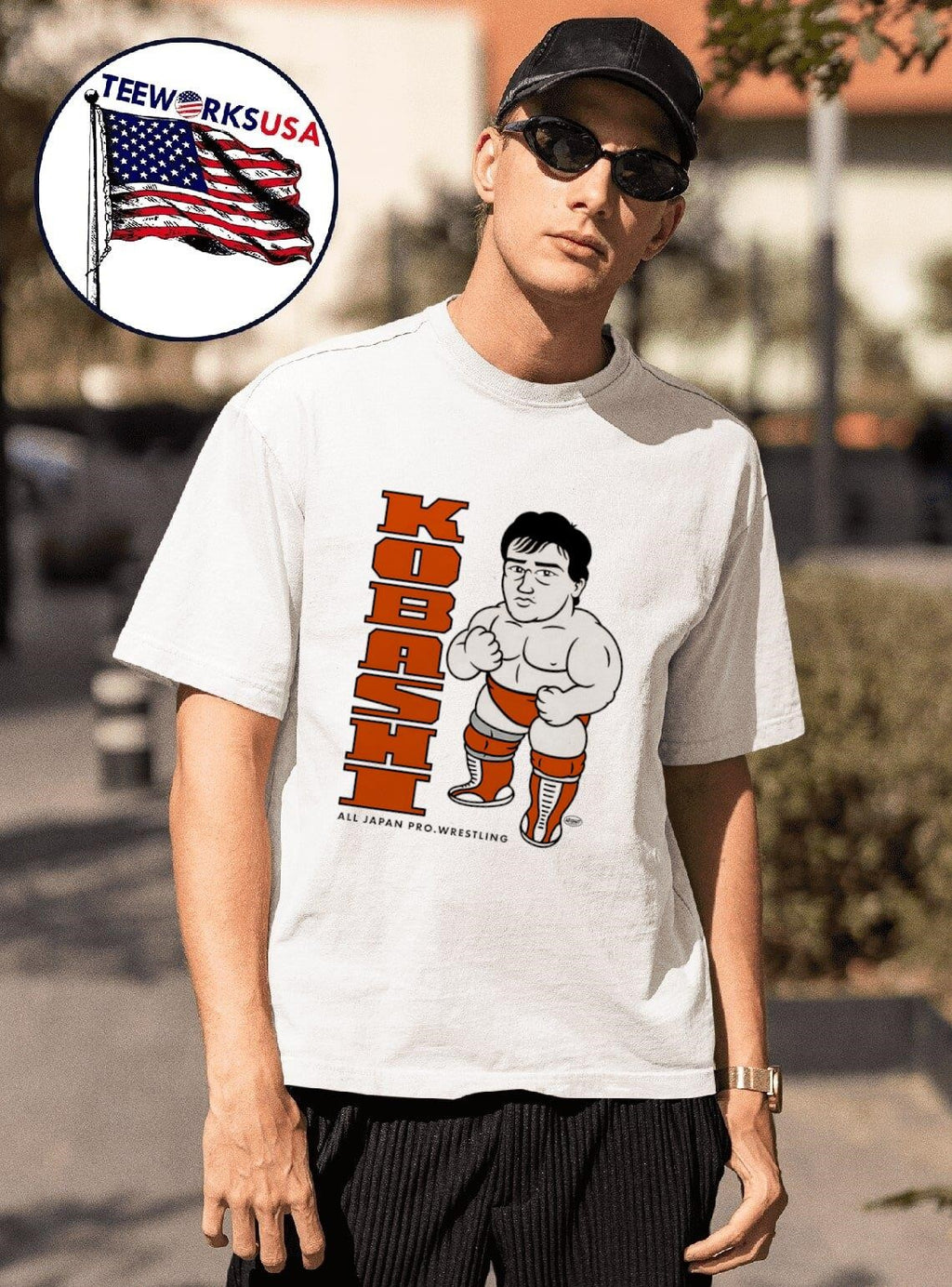 Kobashi All Japan Pro Wrestling cartoon - Adult & Kids T-Shirts, Sweatshirts & Hoodies apparel design preview 1