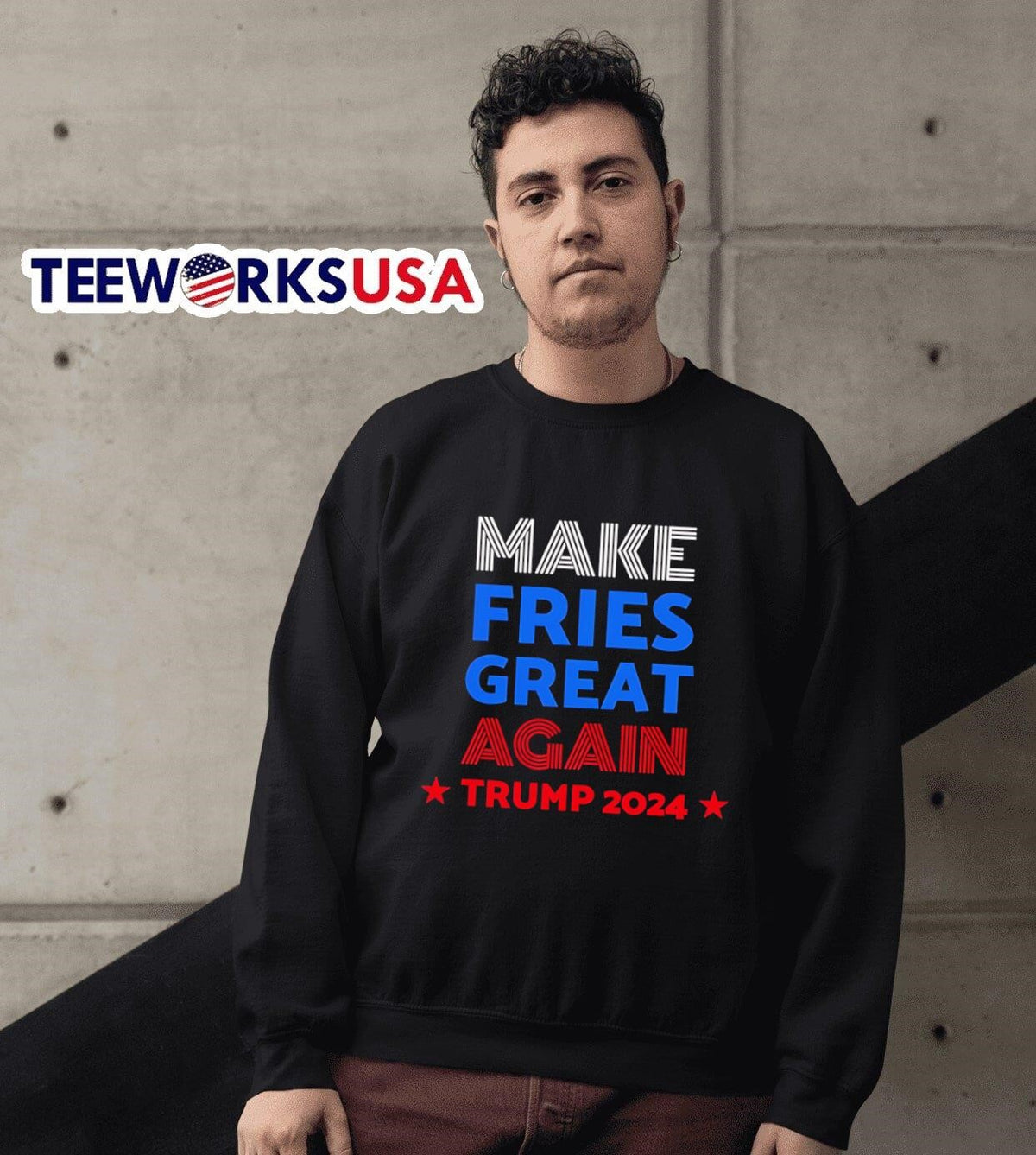 Make fries great again Trump 2024 - Adult & Kids T-Shirts, Sweatshirts & Hoodies apparel design preview 3