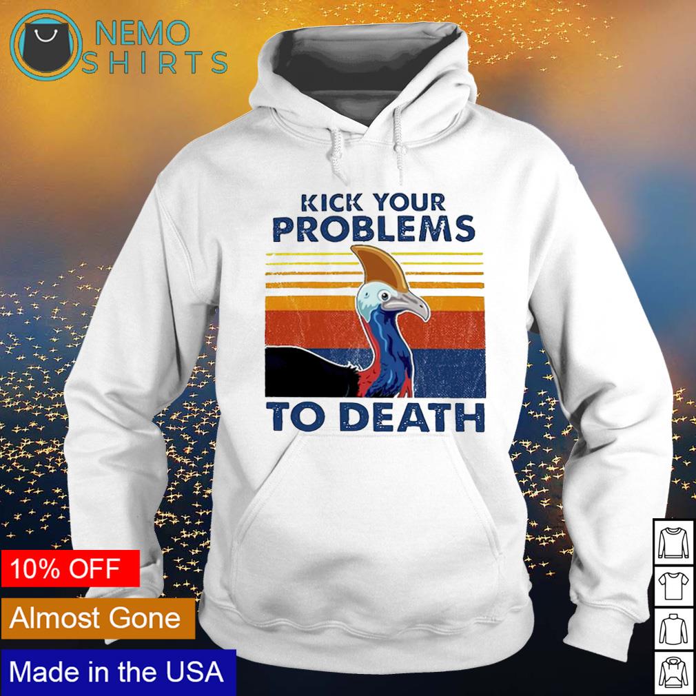 Cassowary kick your problems to death vintage - Adult & Kids T-Shirts, Sweatshirts & Hoodies apparel design preview 2