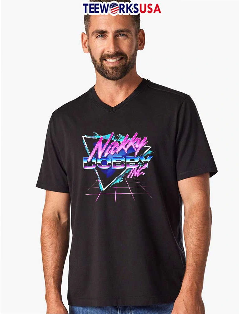 Nickky Bobby Inc Retro Synthwave Triangle Grid Neon - Adult & Kids T-Shirts, Sweatshirts & Hoodies apparel design preview 8