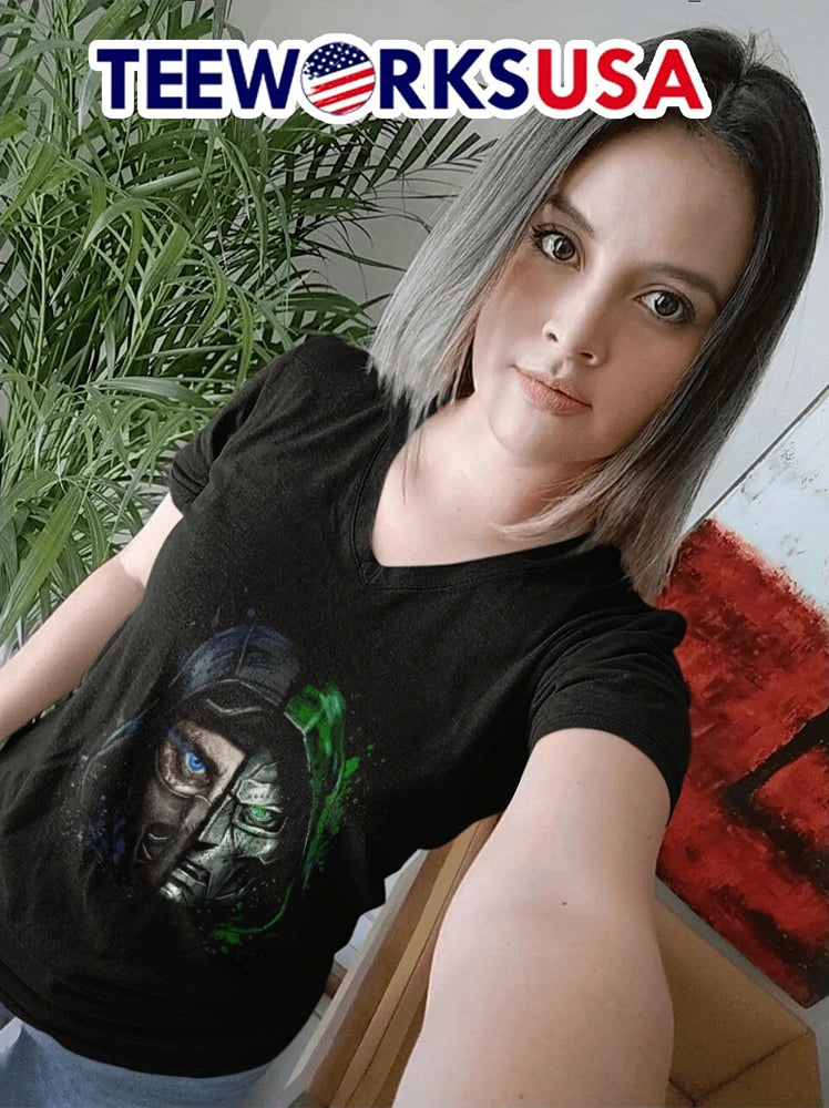 Doctor Doom Sub Zero Split Face Hooded Mask Paint - Adult & Kids T-Shirts, Sweatshirts & Hoodies apparel design preview 7