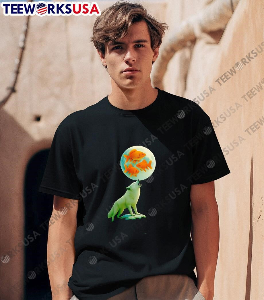 Three Goldfish Moon - Adult & Kids T-Shirts, Sweatshirts & Hoodies apparel design preview 1