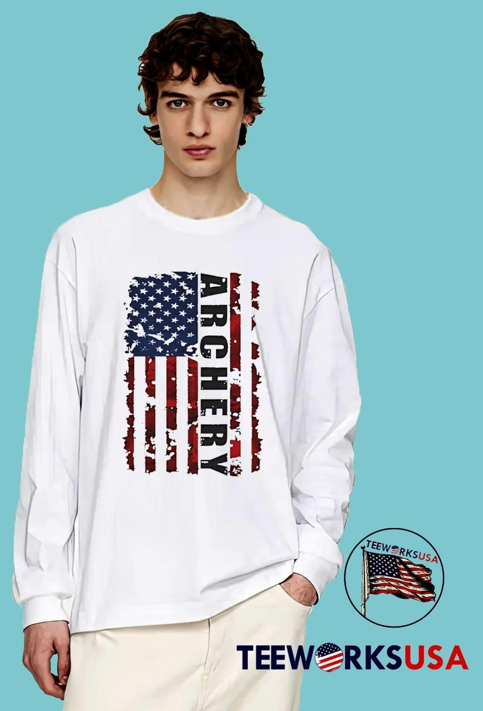 Hunting Archery America Flag - Adult & Kids T-Shirts, Sweatshirts & Hoodies apparel design preview 4
