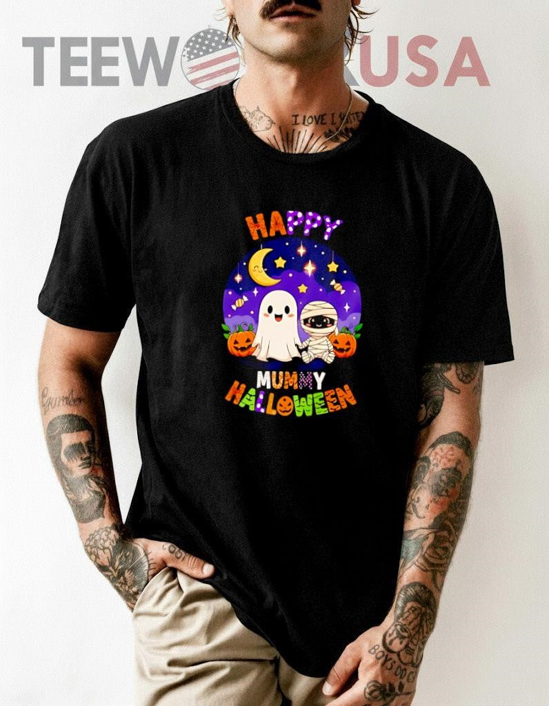 Happy Mummy Halloween 2025 cute - Adult & Kids T-Shirts, Sweatshirts & Hoodies apparel design preview 1