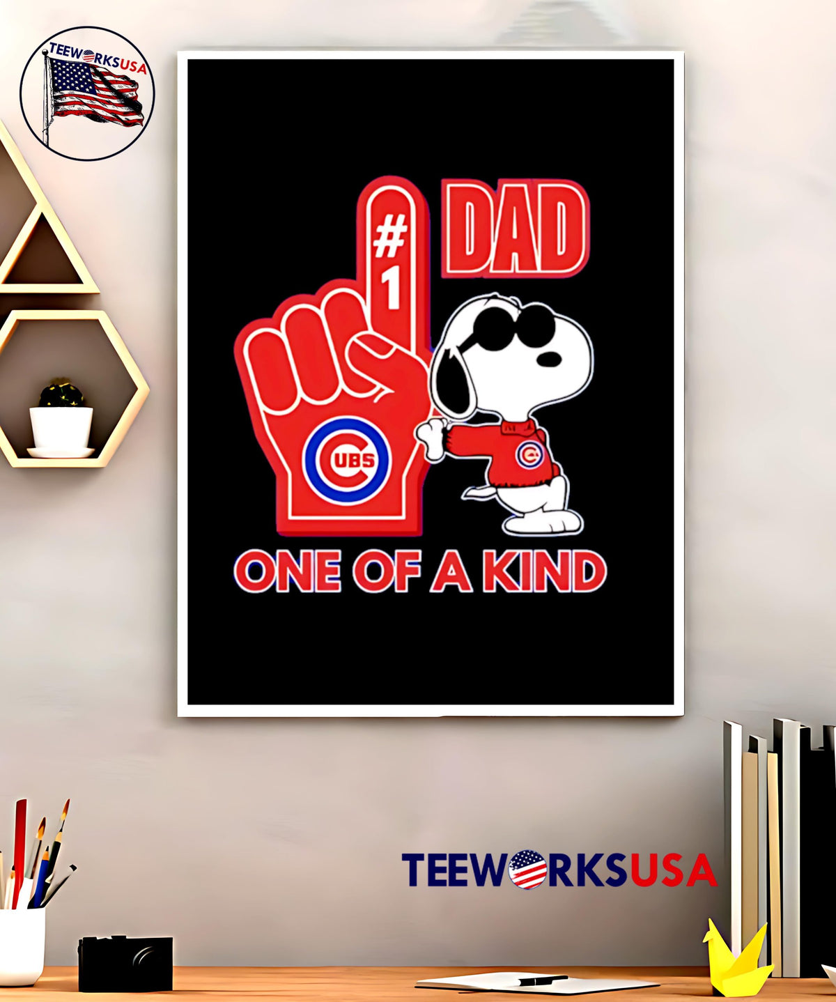 Snoopy Chicago Cubs #1 DAD One of A Kind - Adult & Kids T-Shirts, Sweatshirts & Hoodies apparel design preview 5
