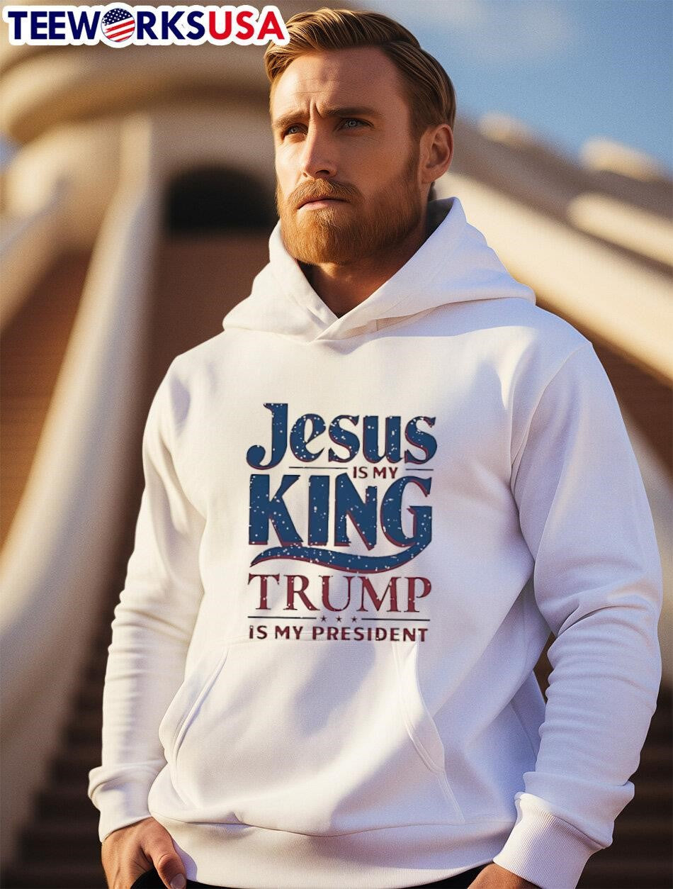 Jesus Is My King Trump President - Adult & Kids T-Shirts, Sweatshirts & Hoodies apparel design preview 2