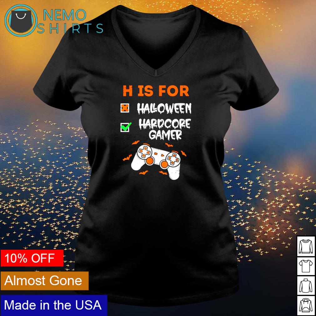 H is for hardcore gamer not Halloween - Adult & Kids T-Shirts, Sweatshirts & Hoodies apparel design preview 5