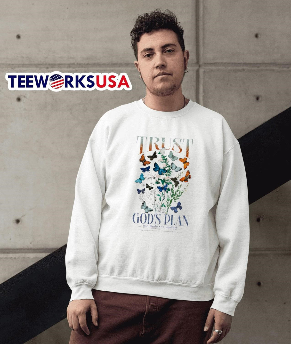 Trust god's plan butterfly - Adult & Kids T-Shirts, Sweatshirts & Hoodies apparel design preview 3