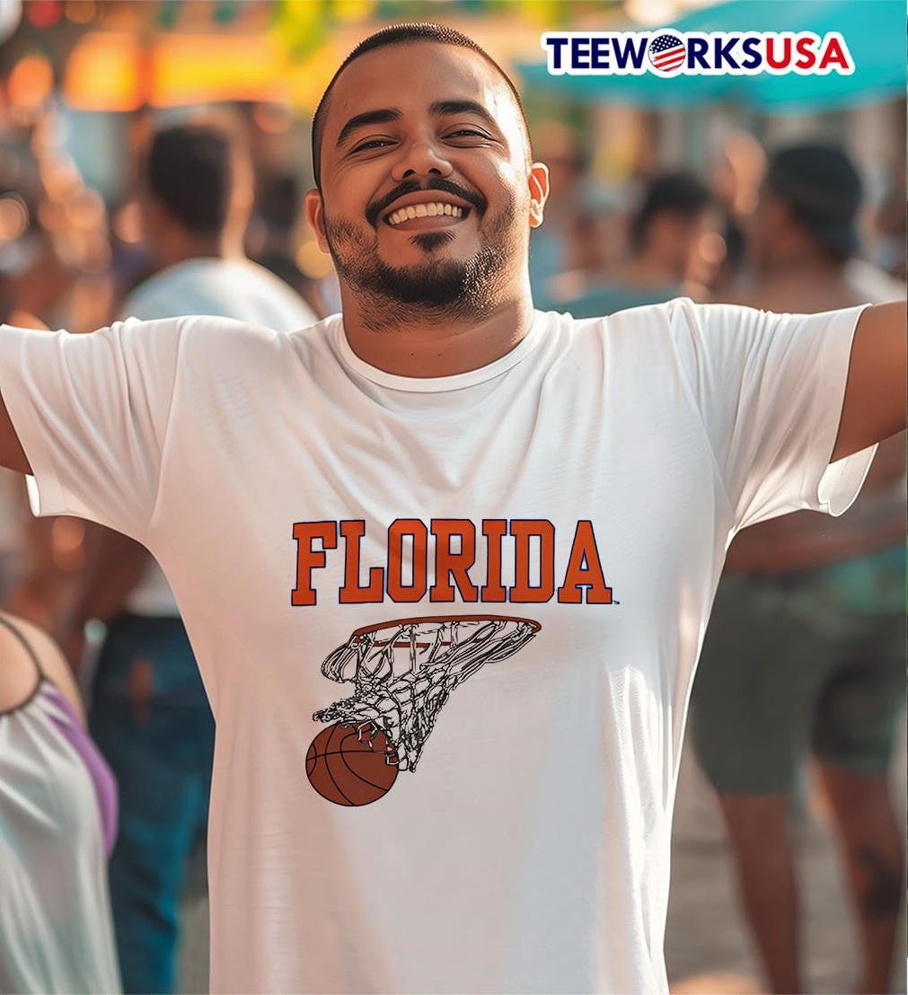 Florida Basketball Graphic with Hoop and Ball - Adult & Kids T-Shirts, Sweatshirts & Hoodies apparel design preview 2
