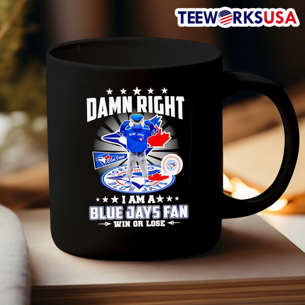Damn right I am a Blue Jays fan win or lose mascot - Adult & Kids T-Shirts, Sweatshirts & Hoodies apparel design preview 3