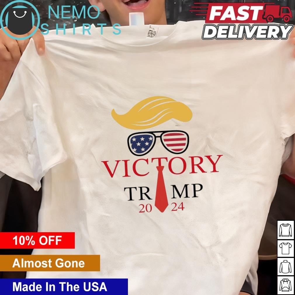 Victory Trump 2024 hair US flag sunglasses - Adult & Kids T-Shirts, Sweatshirts & Hoodies apparel design preview 1