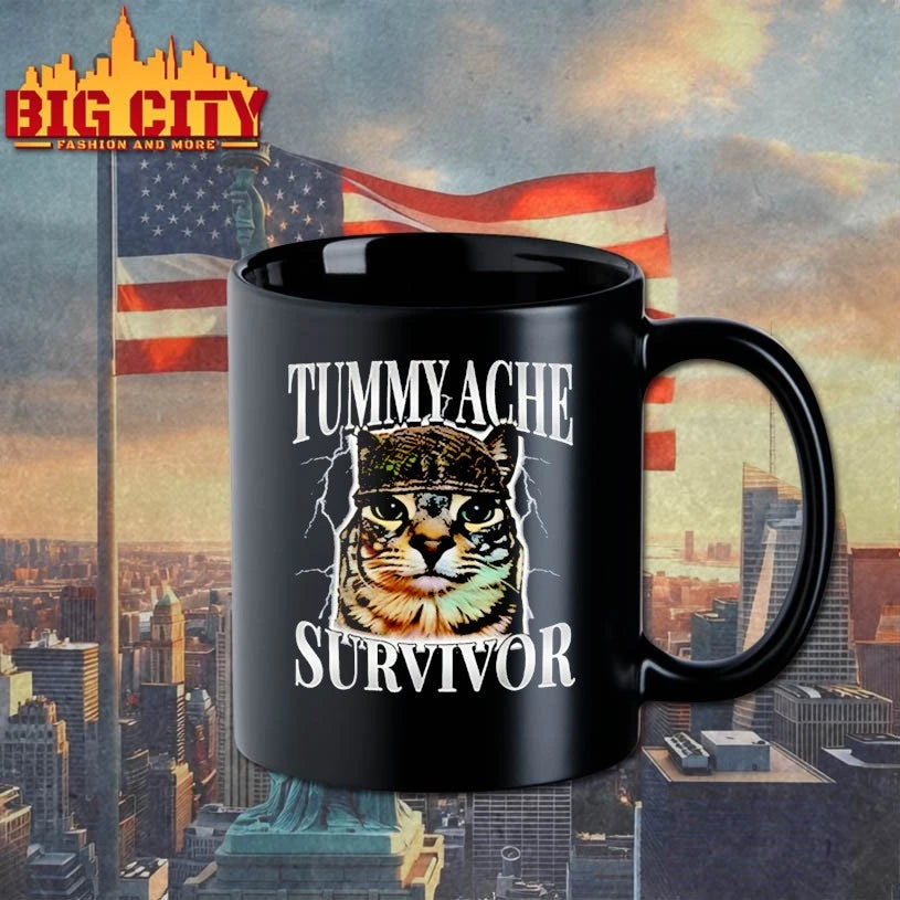 Tummy ache survivor cat funny - Adult & Kids T-Shirts, Sweatshirts & Hoodies apparel design preview 3