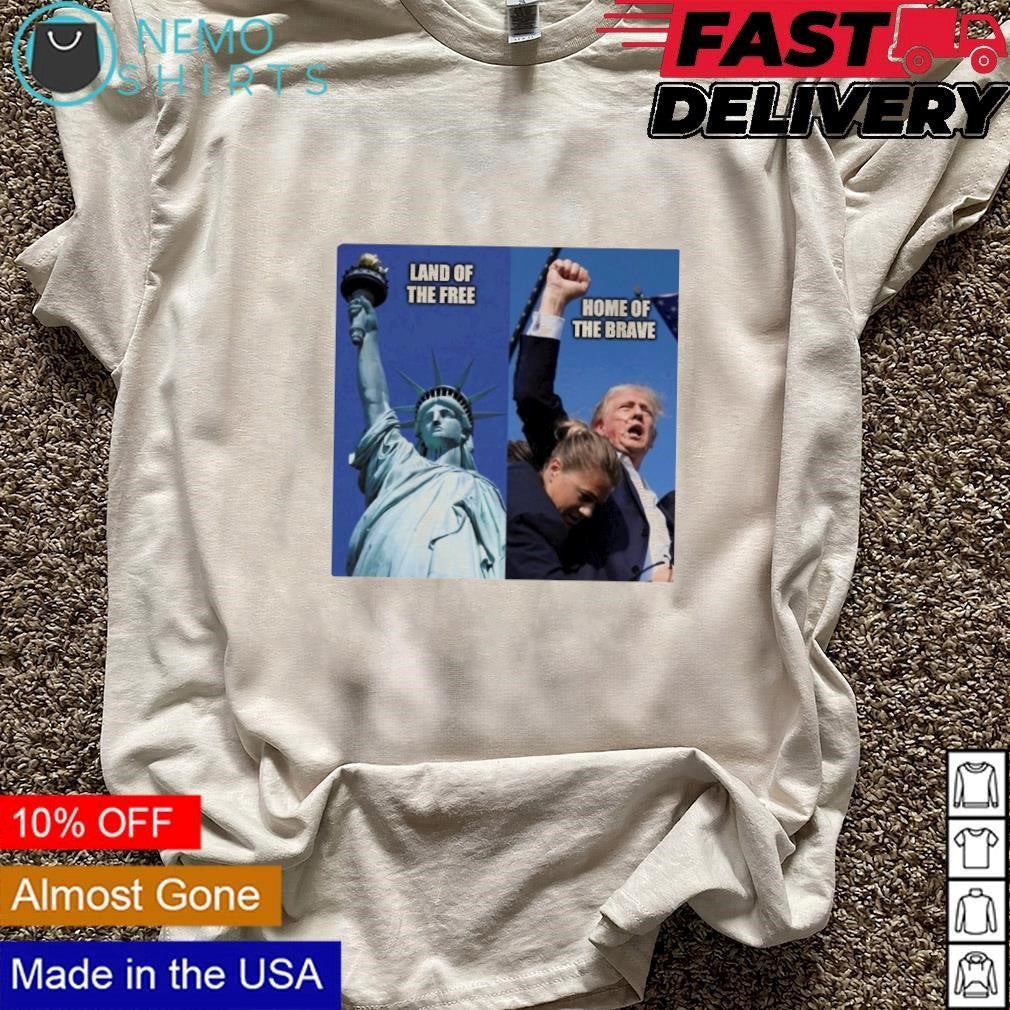 Statue of Liberty land the free Trump home brave - Adult & Kids T-Shirts, Sweatshirts & Hoodies apparel design preview 3