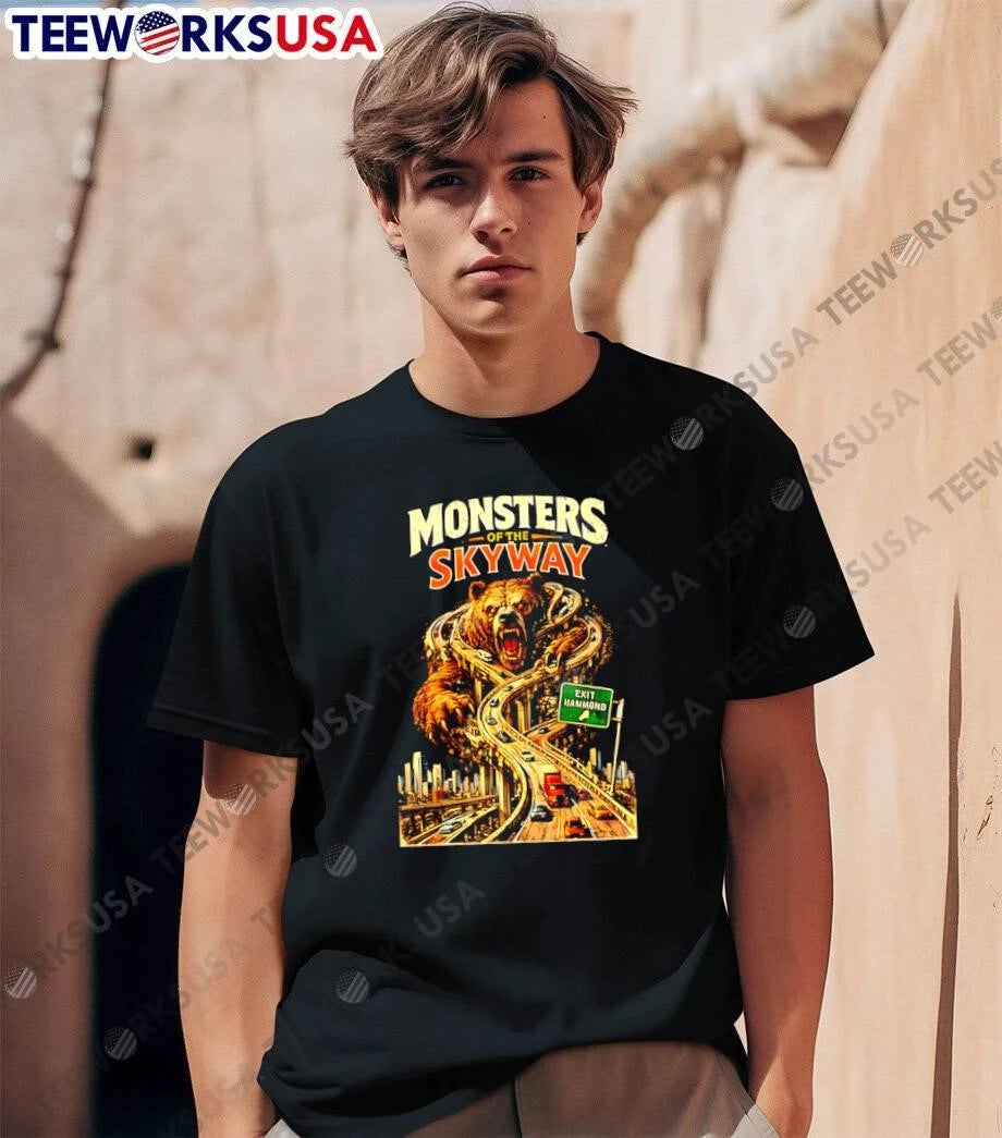 Monsters of the Skyway Hammond Exit Bear Road Horror - Adult & Kids T-Shirts, Sweatshirts & Hoodies apparel design preview 1