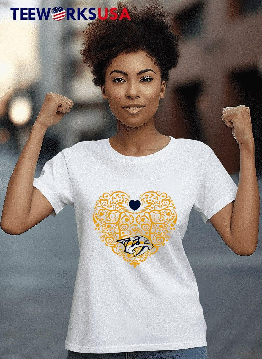 Nashville Predators Floral Pattern Heart logo - Adult & Kids T-Shirts, Sweatshirts & Hoodies apparel design preview 8
