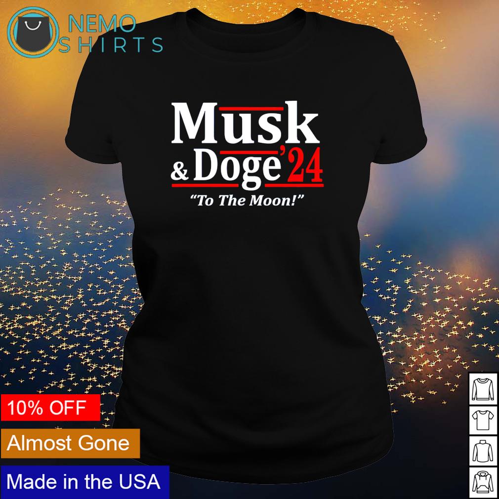 Musk and Doge 2024 to the moon - Adult & Kids T-Shirts, Sweatshirts & Hoodies apparel design preview 3