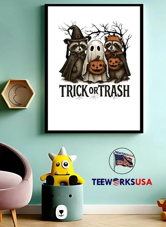 Halloween Raccoon Trick or Trash - Adult & Kids T-Shirts, Sweatshirts & Hoodies apparel design preview 3