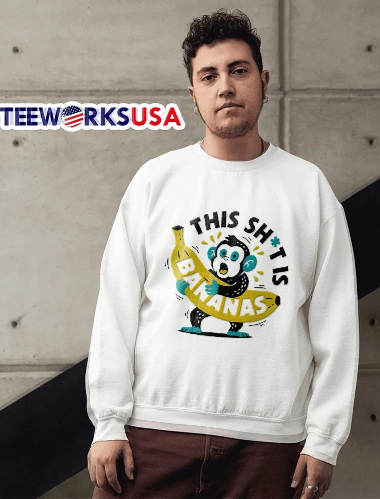 This Shit Is Bananas Cartoon Surprised Monkey - Adult & Kids T-Shirts, Sweatshirts & Hoodies apparel design preview 6