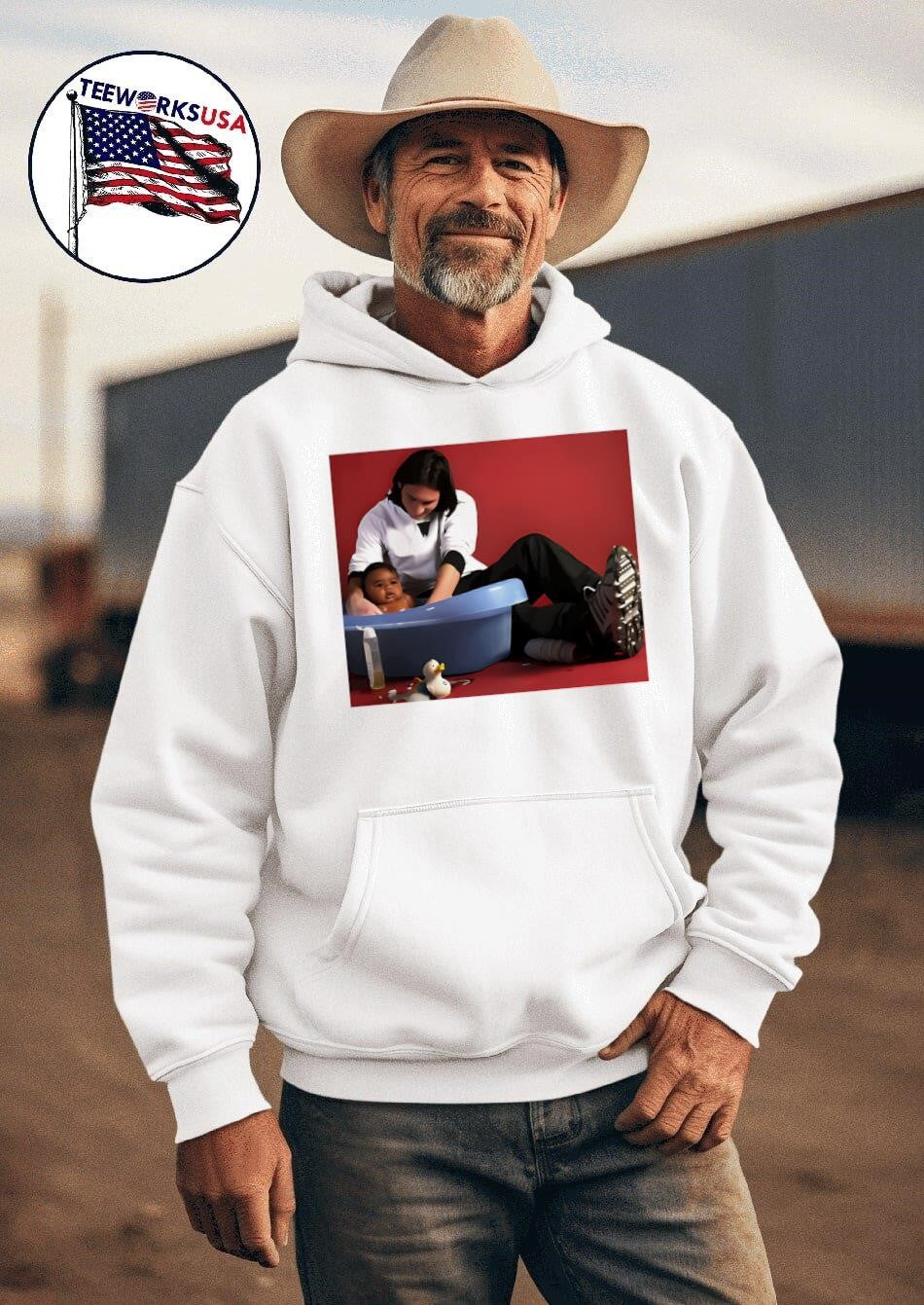 Leo Messi Bathing Baby Lamine Yamal - Adult & Kids T-Shirts, Sweatshirts & Hoodies apparel design preview 2