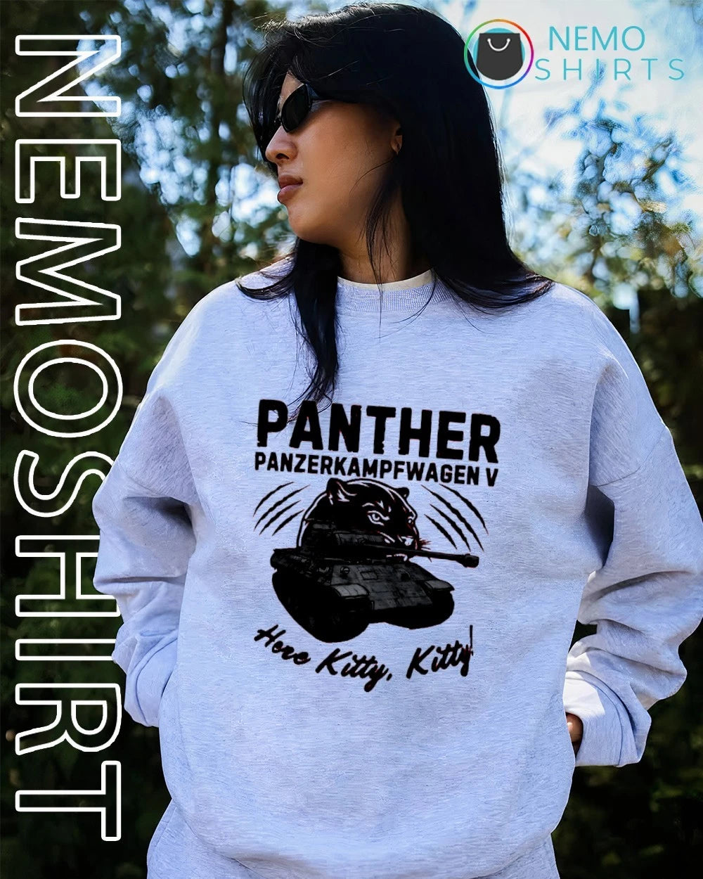 Panther Panzerkampfwagen V Here Kitty - Adult & Kids T-Shirts, Sweatshirts & Hoodies apparel design preview 2