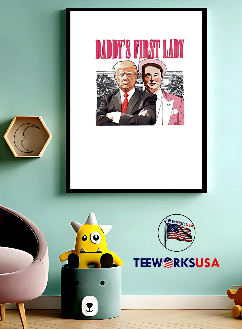 Trump And Elon Musk Daddy's First Lady - Adult & Kids T-Shirts, Sweatshirts & Hoodies apparel design preview 4